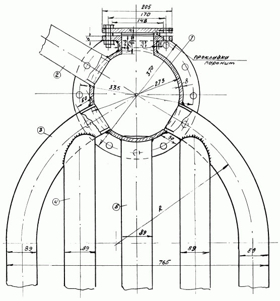Трубная часть с коллектором котла ВСТ-5
