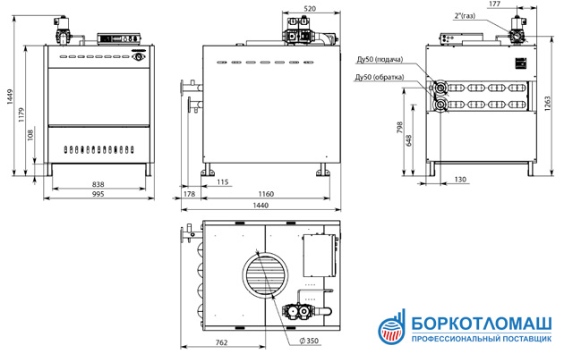 Габаритные размеры котла RS-A300